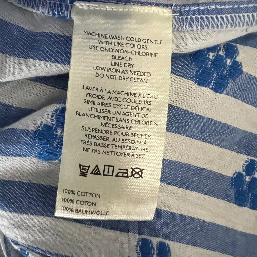 Anthropologie Pilcro Plus 3X Blue White Striped Tufted Button Down Top NEW - Picture 8 of 11